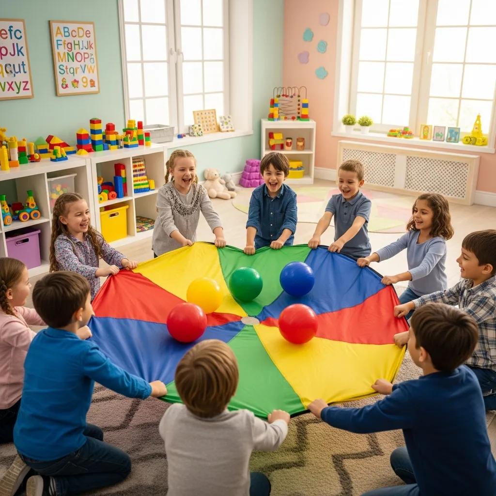 Ni&ntilde;os colaborando en un juego grupal para mejorar las habilidades sociales a trav&eacute;s de la terapia ABA