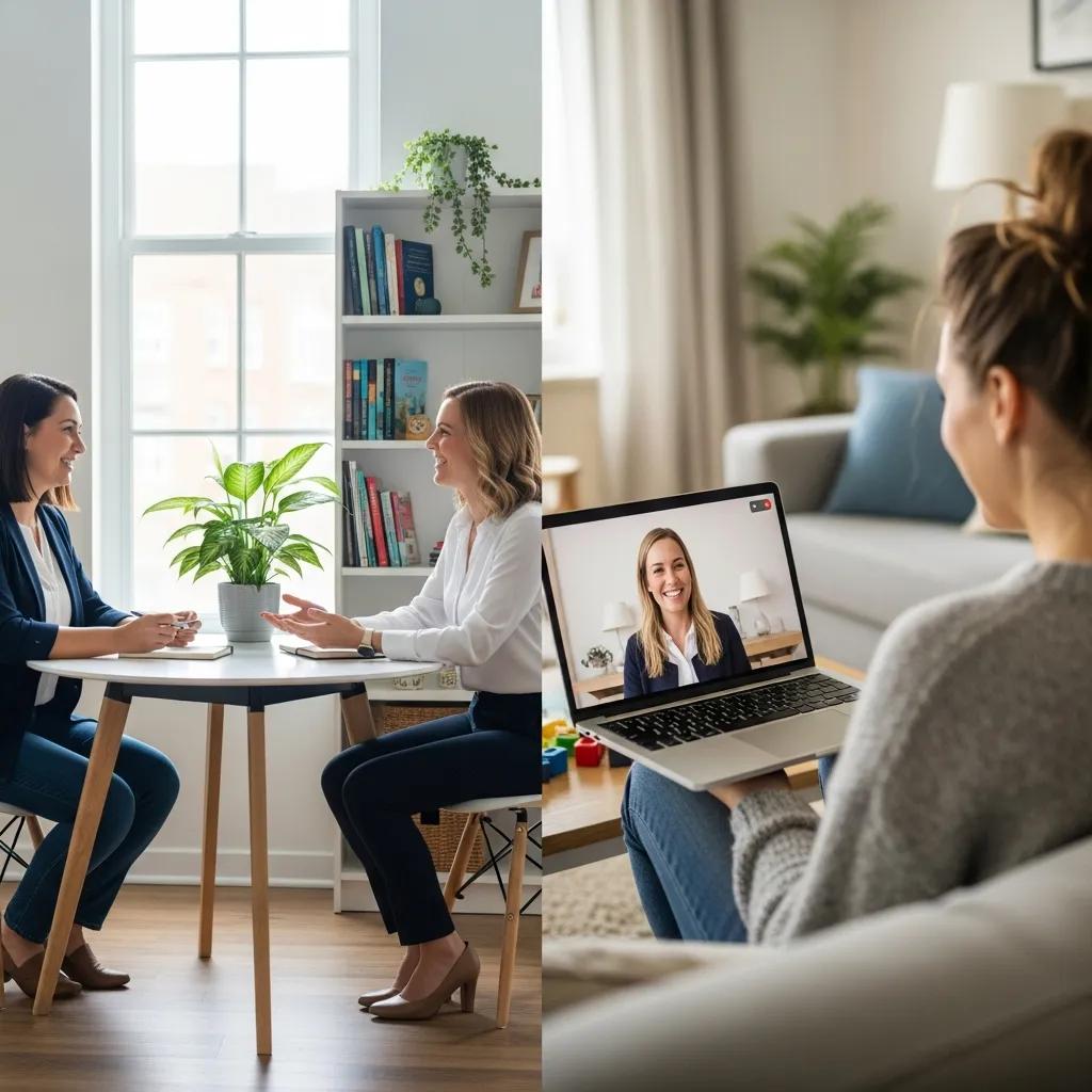 In-person and virtual parent coaching sessions at Chroma Early Learning Academy, featuring parents engaged in coaching discussions and utilizing flexible learning options.