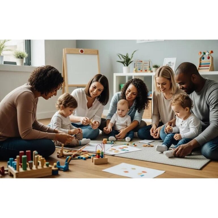 Families engaging in autism support activities, showcasing community and early intervention services