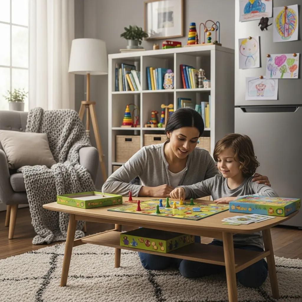 Parent and child engaging in a home activity to support social skills development