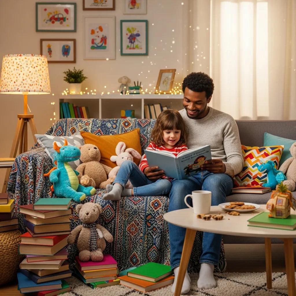 Parent and child enjoying storytelling time, fostering language growth through engagement
