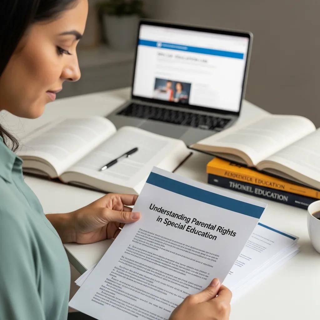 Parent reviewing educational documents to understand rights under IDEA